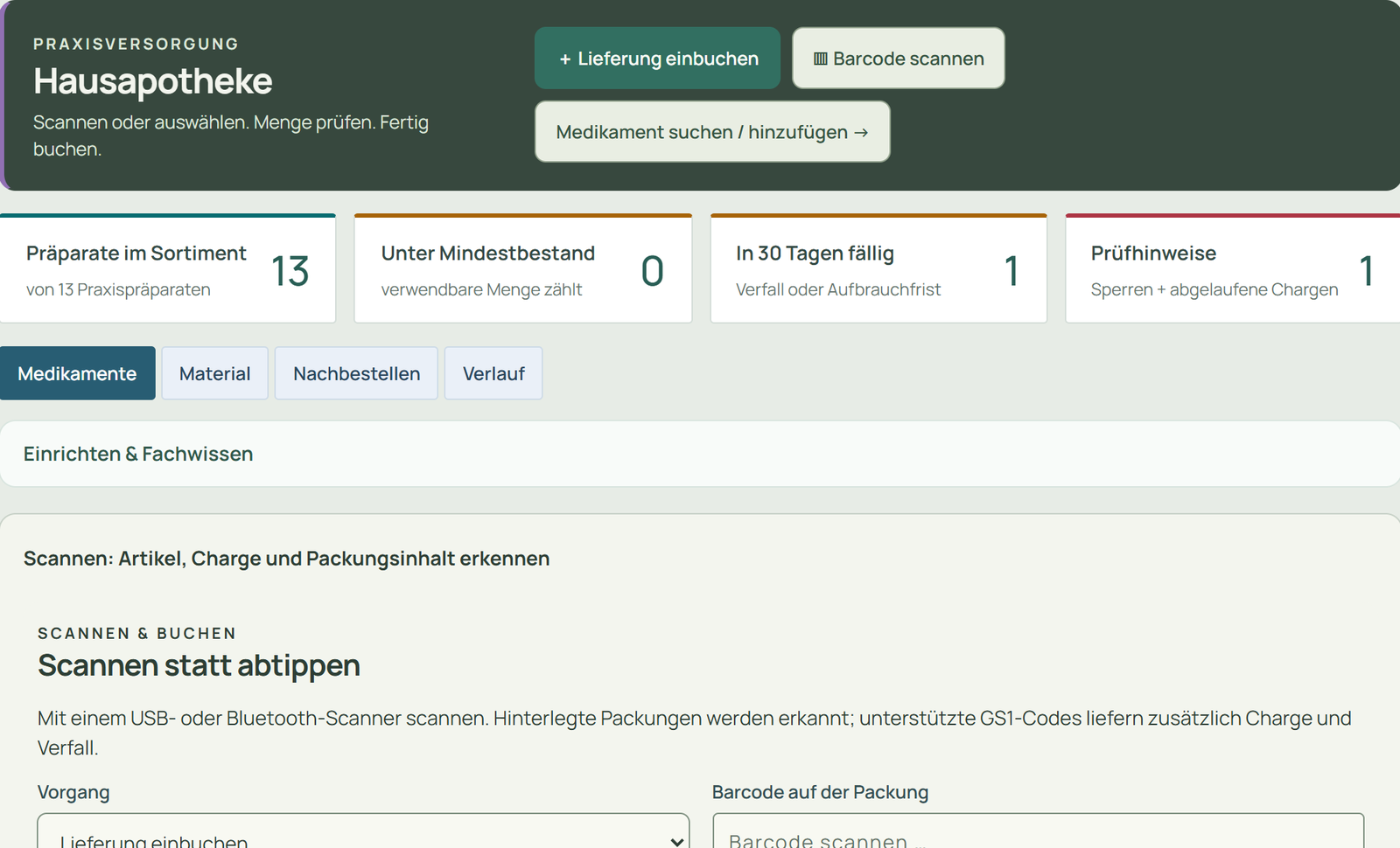 Hausapotheke · echter Ausschnitt aus Vetasur 1.98.1 · fiktive Demo